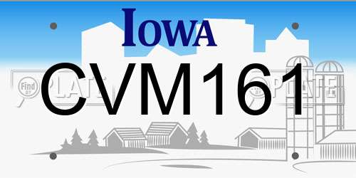 CVM161 Iowa License Plate