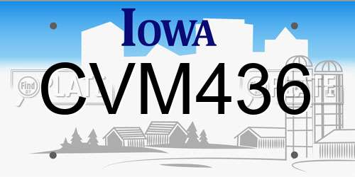 CVM436 Iowa License Plate