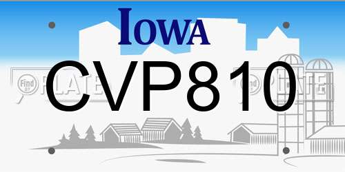 CVP810 Iowa License Plate