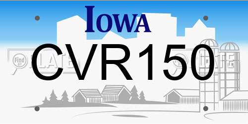 CVR150 Iowa License Plate