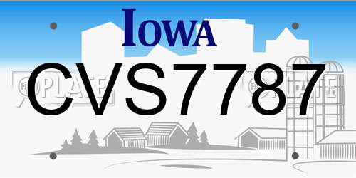 CVS7787 Iowa License Plate