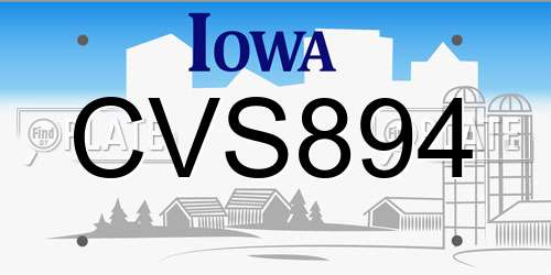 CVS894 Iowa License Plate