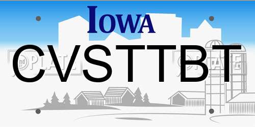 CVSTTBT Iowa License Plate