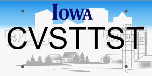CVSTTST Iowa License Plate
