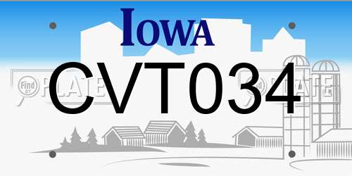 CVT034 Iowa License Plate