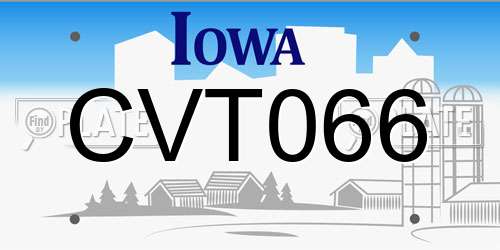 CVT066 Iowa License Plate