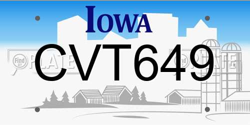 CVT649 Iowa License Plate