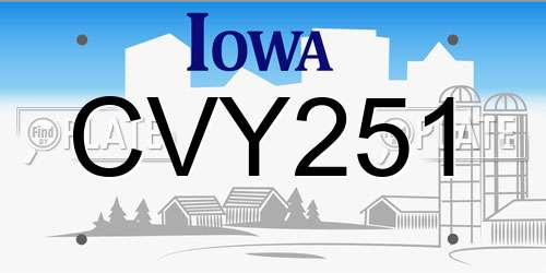 CVY251 Iowa License Plate
