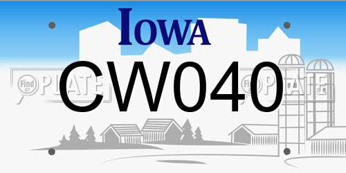 CW040 Iowa License Plate
