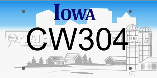 CW304 Iowa License Plate
