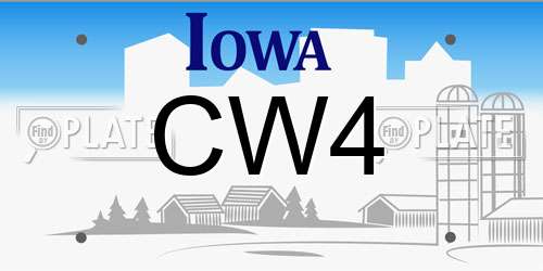 CW4 Iowa License Plate