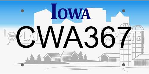 CWA367 Iowa License Plate