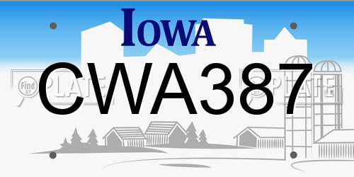 CWA387 Iowa License Plate