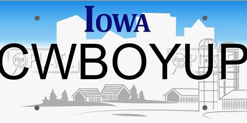 CWBOYUP Iowa License Plate