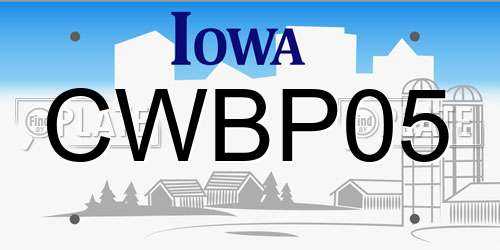 CWBP05 Iowa License Plate