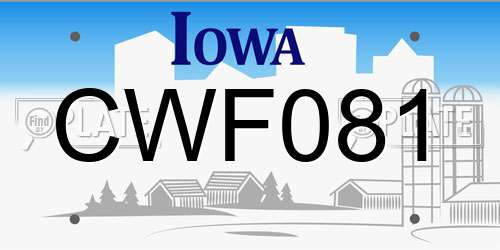 CWF081 Iowa License Plate