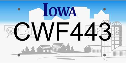 CWF443 Iowa License Plate