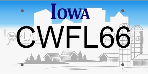 CWFL66 Iowa License Plate