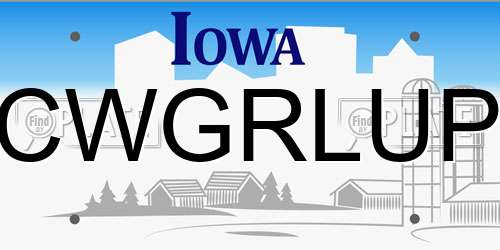 CWGRLUP Iowa License Plate