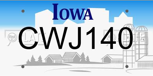 CWJ140 Iowa License Plate