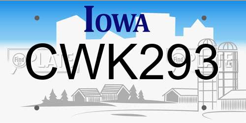 CWK293 Iowa License Plate