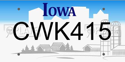 CWK415 Iowa License Plate