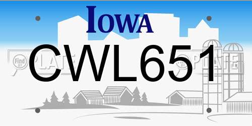 CWL651 Iowa License Plate