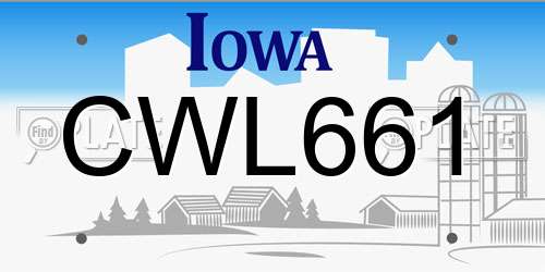 CWL661 Iowa License Plate
