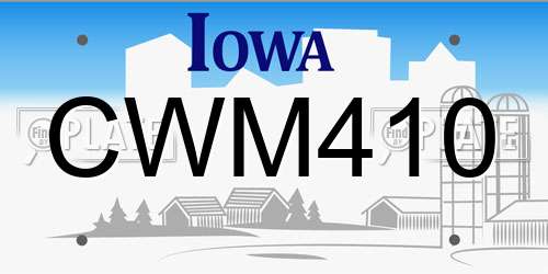 CWM410 Iowa License Plate