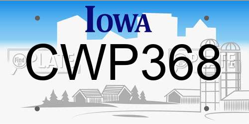 CWP368 Iowa License Plate
