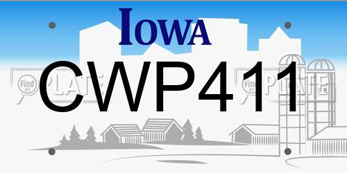 CWP411 Iowa License Plate