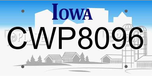 CWP8096 Iowa License Plate