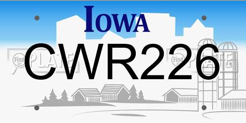 CWR226 Iowa License Plate
