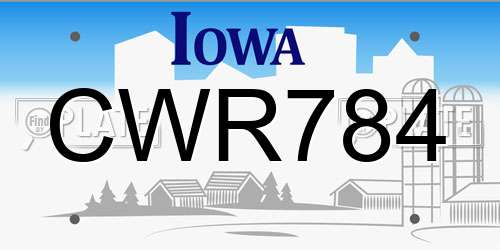 CWR784 Iowa License Plate