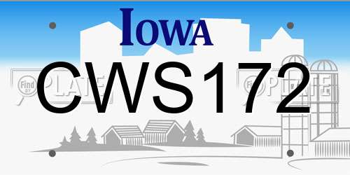CWS172 Iowa License Plate