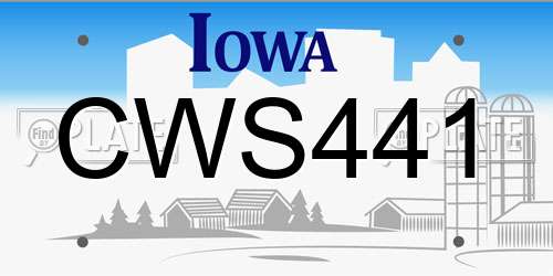 CWS441 Iowa License Plate