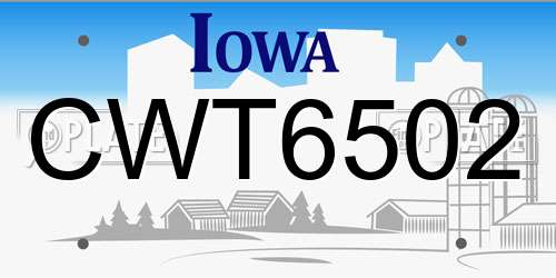 CWT6502 Iowa License Plate
