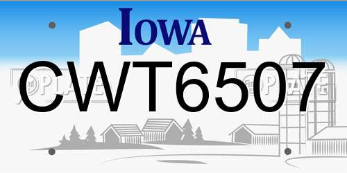 CWT6507 Iowa License Plate