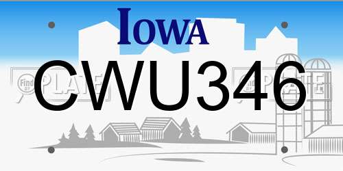 CWU346 Iowa License Plate