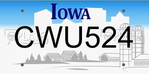 CWU524 Iowa License Plate