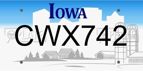 CWX742 Iowa License Plate