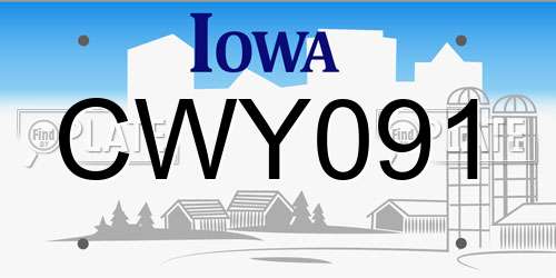 CWY091 Iowa License Plate