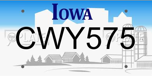 CWY575 Iowa License Plate