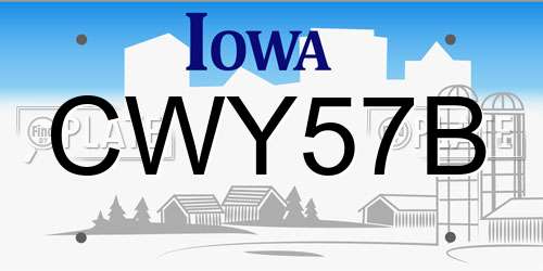 CWY57B Iowa License Plate