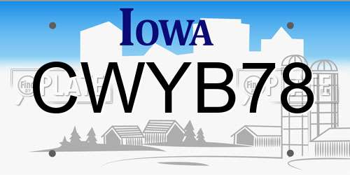CWYB78 Iowa License Plate