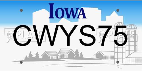 CWYS75 Iowa License Plate