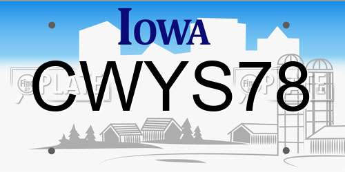 CWYS78 Iowa License Plate