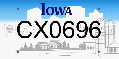 CX0696 Iowa License Plate