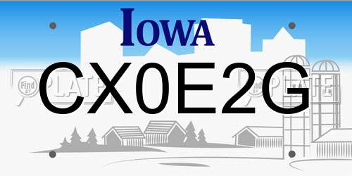 CX0E2G Iowa License Plate