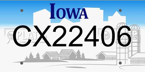 CX22406 Iowa License Plate